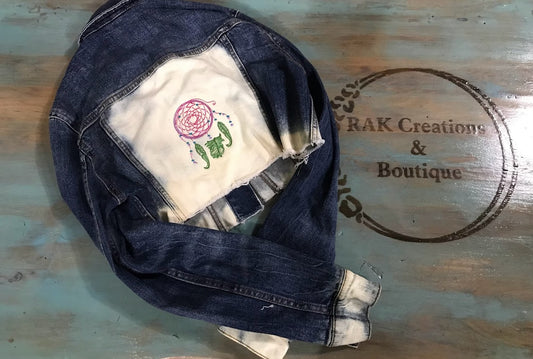 Adult XS Cropped Jean Jacket with Dream Catcher